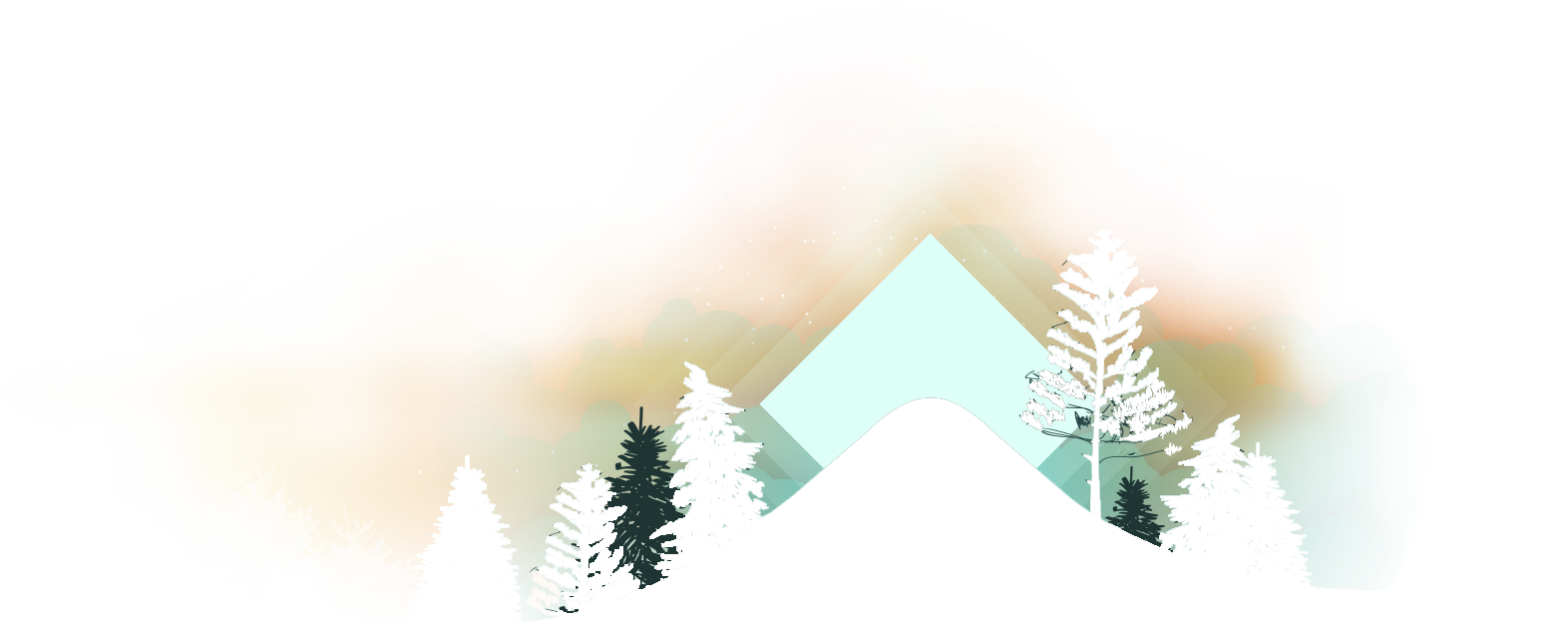 sunset illustration with trees hills and an abstract ProWorks logo