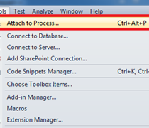 Top Attach to Process bar