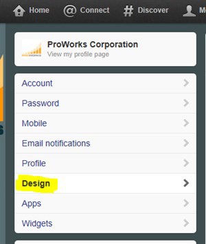 Twitter Design tab