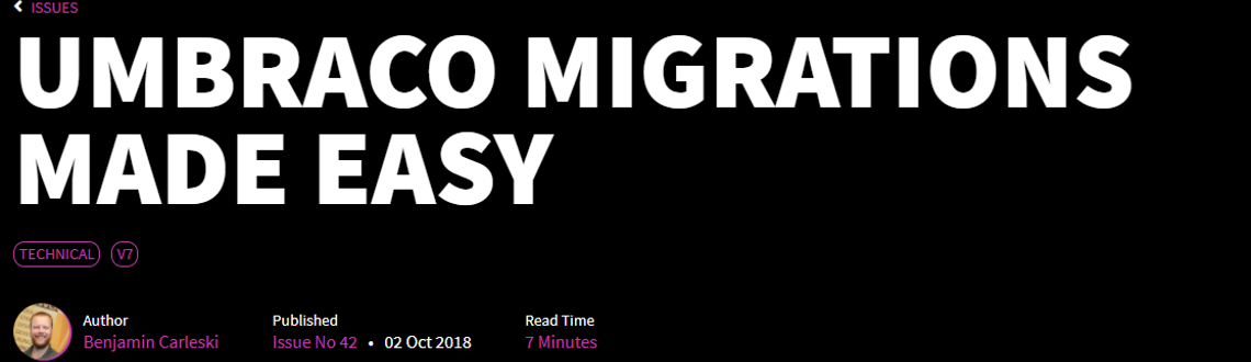 Benjamin Writes about Umbraco Migrations in Skrift