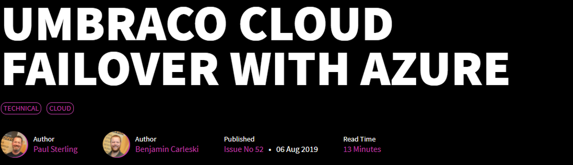 Paul and Benjamin Publish Techniques for Umbraco Cloud Failover with Azure