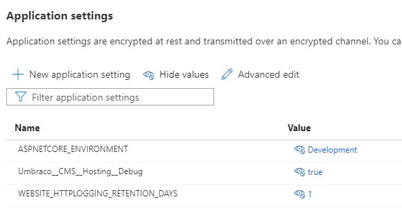 azure webapp config setup