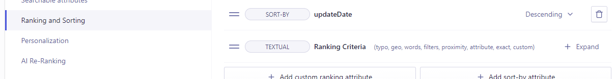Algolia ranking and sorting